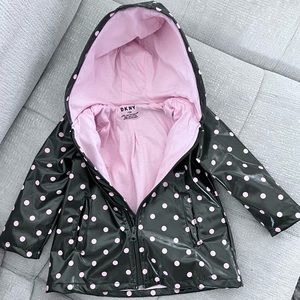 DKNY jacket 12 months baby girl polka dots black/pink